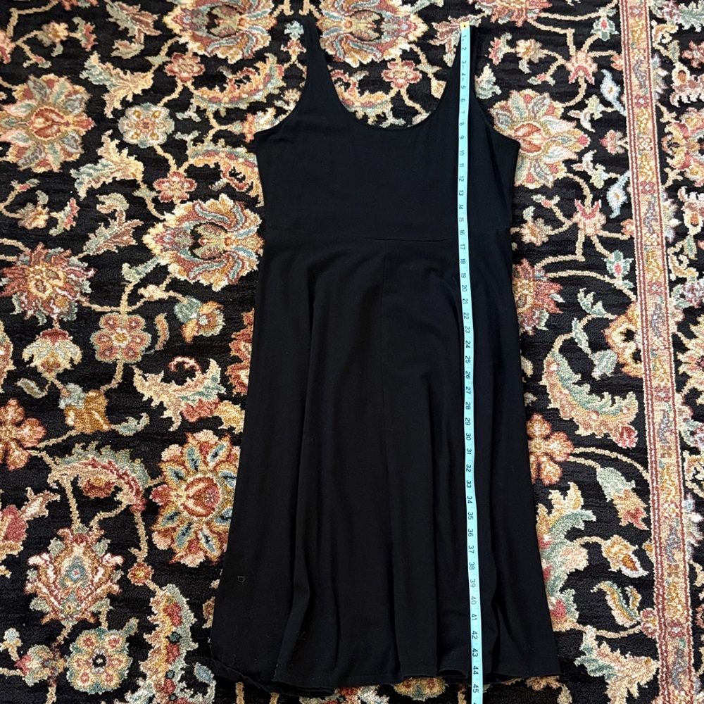 Chic Black Sleeveless Cotton Blend Knit Midi Dress with Full Skirt Size Large - Picture 6 of 8